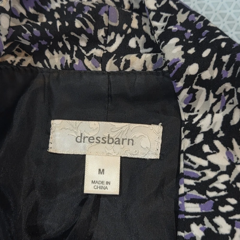 Dressbarn Women's Floral Black & Purple Patterned ¾ Length Sleeve Jacket Size M